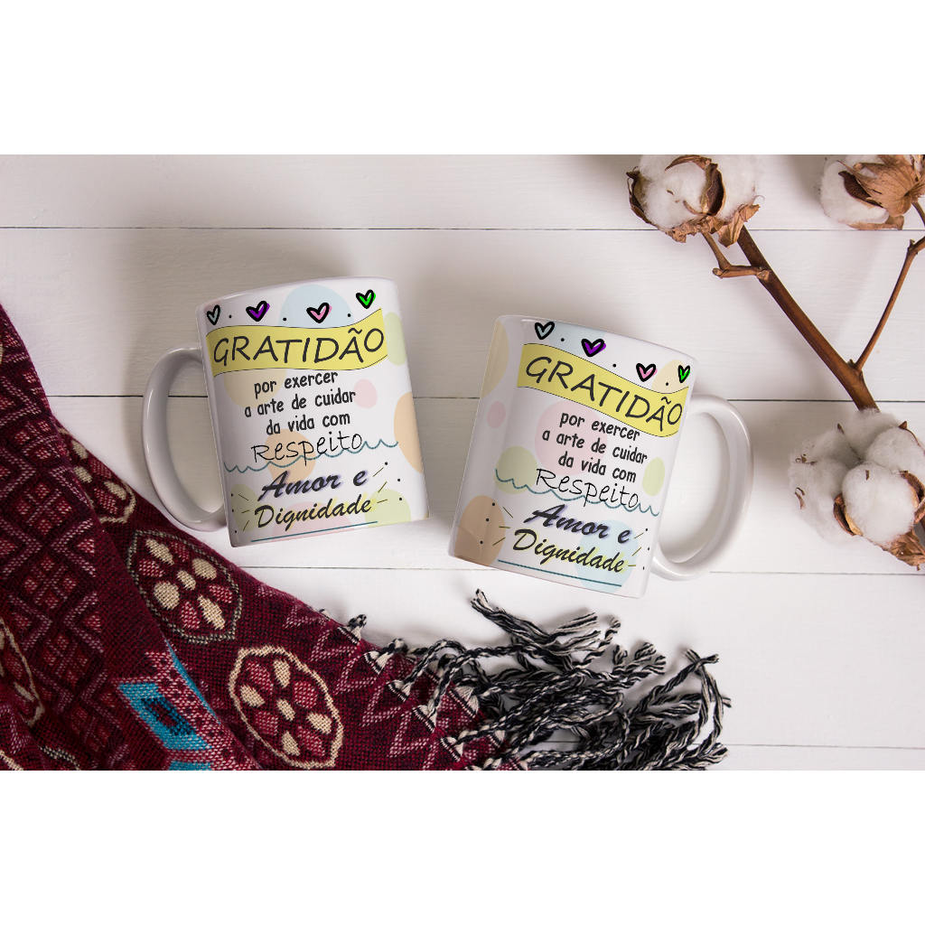 caneca gratidão obrigada por exercer a arte de cuidar da vida com amor e respeito caneca profissão