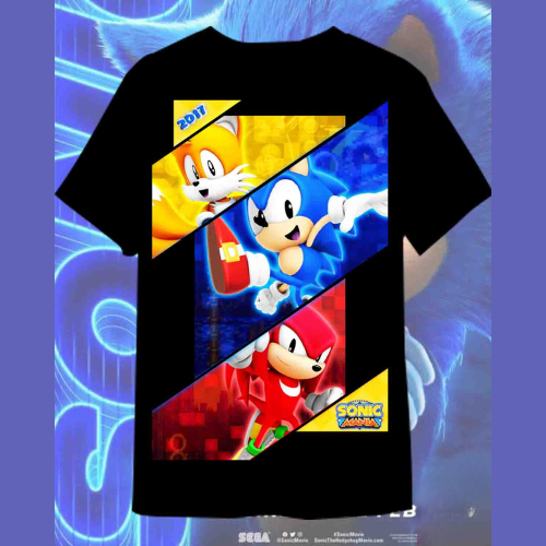 Camiseta Infantil Estampa Sonic Correndo - Tam 4 a 12 Anos Azul