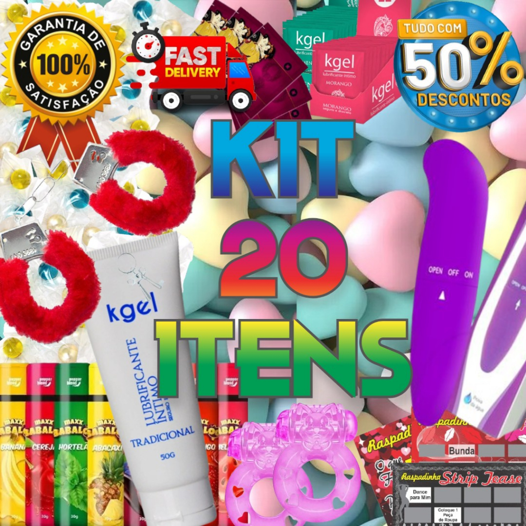 Kit erotico com 20 itens de sex shop