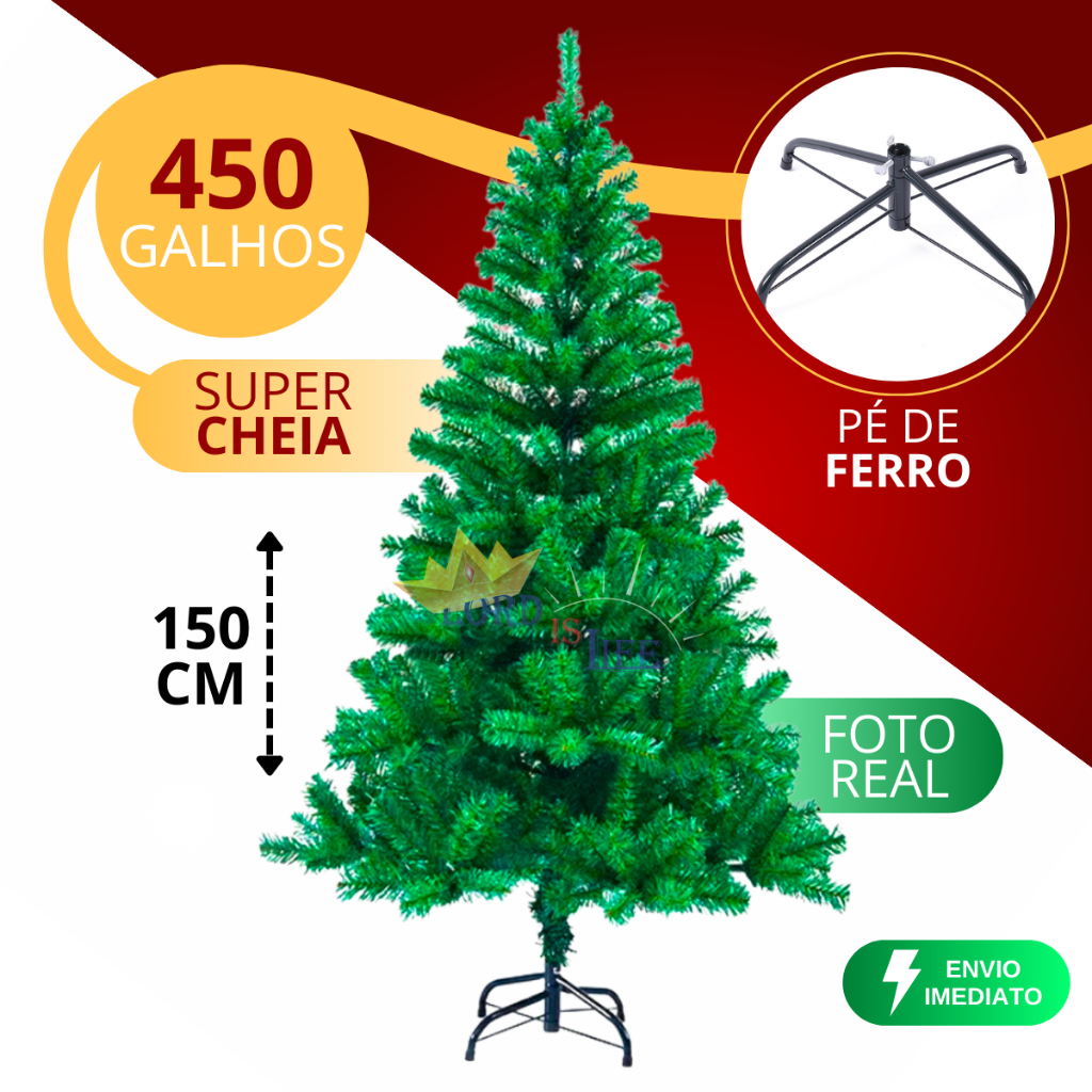 Árvore De Natal Grande Artificial Luxo 180 Cm Cheia