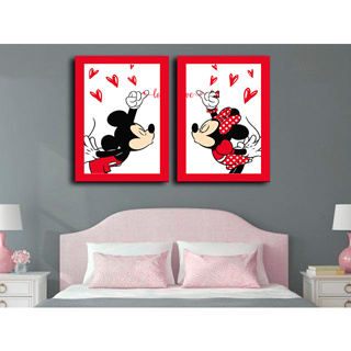 Kit 2 Placas Decorativas De MDF Para Decorar Casal Mickey e Minnie Mouse 20x30
