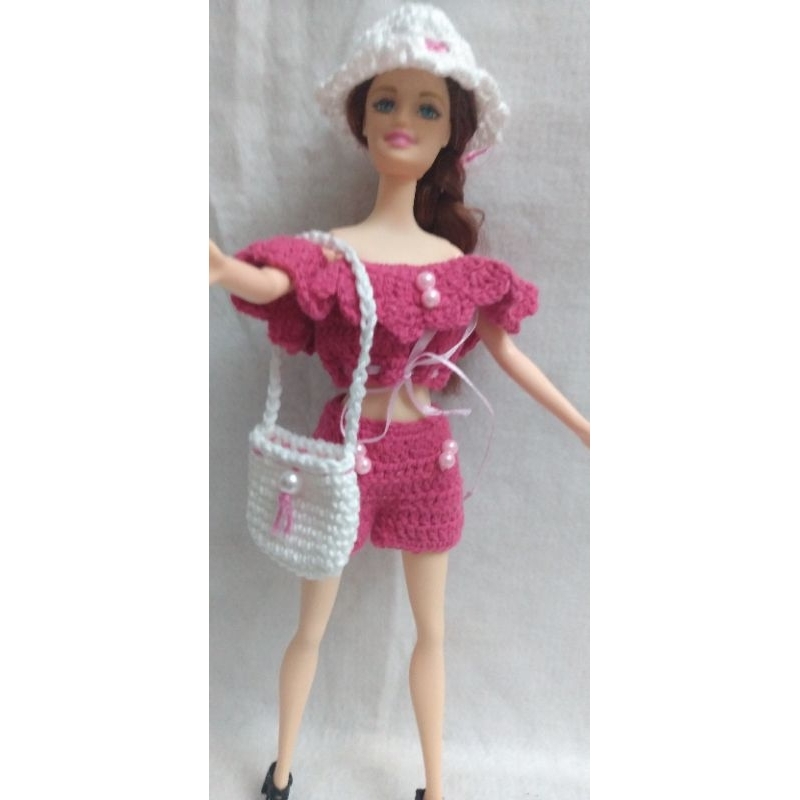 Roupa para boneca Barbie conjunto short e blusa