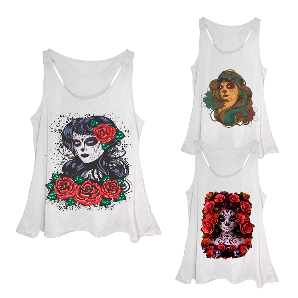 Regata Feminina Plus Size Caveira Mexicana Até G4 (58)