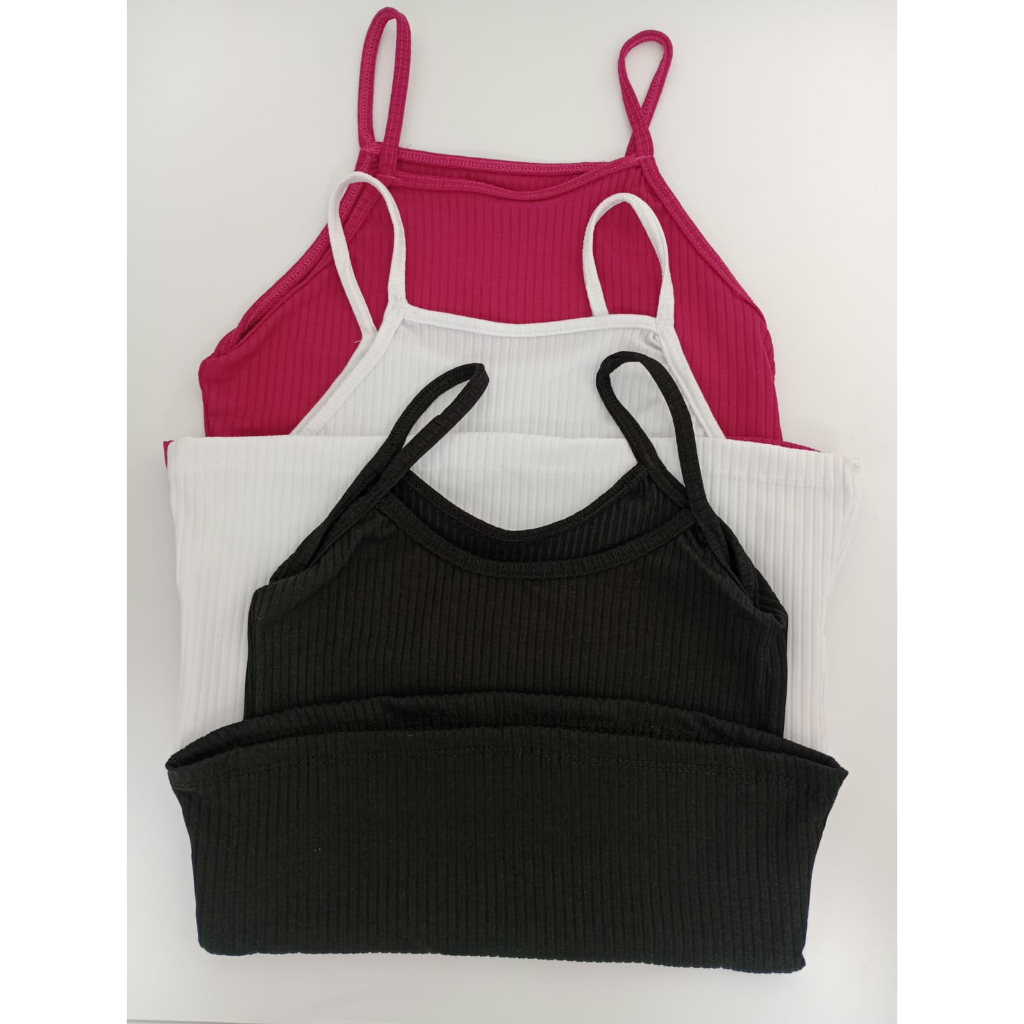 kit 3 Regatas Feminina Cropped Alcinha Canelado Regatinha Blusinha de ...
