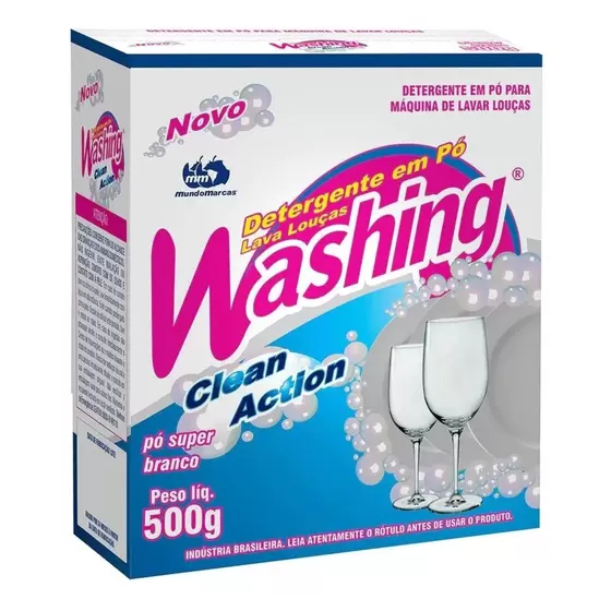 Lava louça detergente em pó para maquina de lavar louça washing 500gr - Clean Action