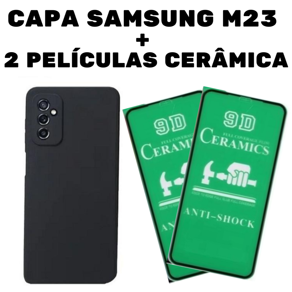 Capa Capinha Aveludada + 2 Películas Cerâmica Celular Samsung M23 5G ...