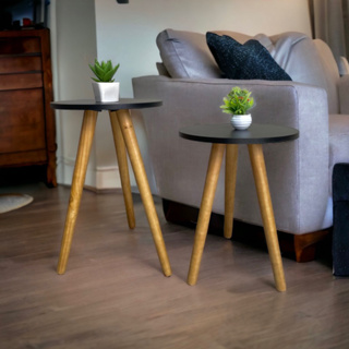 Conjunto 2 Mesas OU Mesinhas De Canto Com Tamanhos Diferentes E Apoio De Sofá Sala Quarto Decoração Tripé Porta Quadros E Objetos Retrô