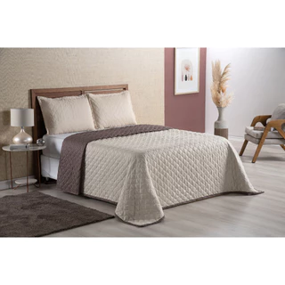 Kit Colcha Cobre Leito Dupla Face Cama Casal Queen 03 Peças