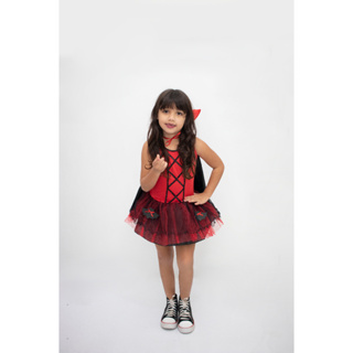 Vampiro Real Infantil - Vestido Halloween para meninas gótico - 4  unidades/conjunto fantasia vampiro e vestido tutu para meninas 2 a 12 anos  Famure