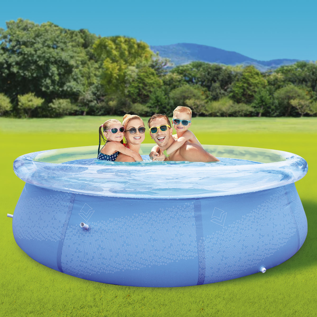 Piscina 3000 Litros Inflável Vollo Redonda 300x76cm c/ Borda e Valvula de Desague Pvc Azul