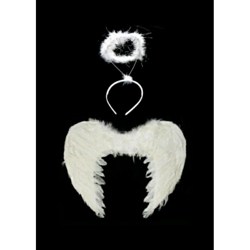 Kit Tiara E Asa Anjo Branco/preto