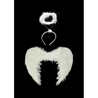Kit Tiara E Asa Anjo Branco/preto