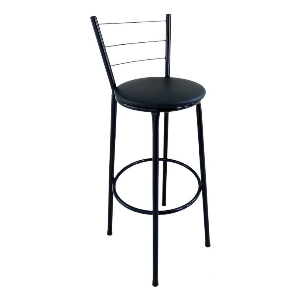 Banqueta Alta Bistro Tubo Preto Cozinha Bancada Bar Cadeira Banco