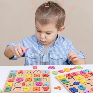 Puzzles De Madeira Alfabeto Carta Número Da Cara Jogos Aprendendo Jigsaw  Educational Brinquedos - A-z.