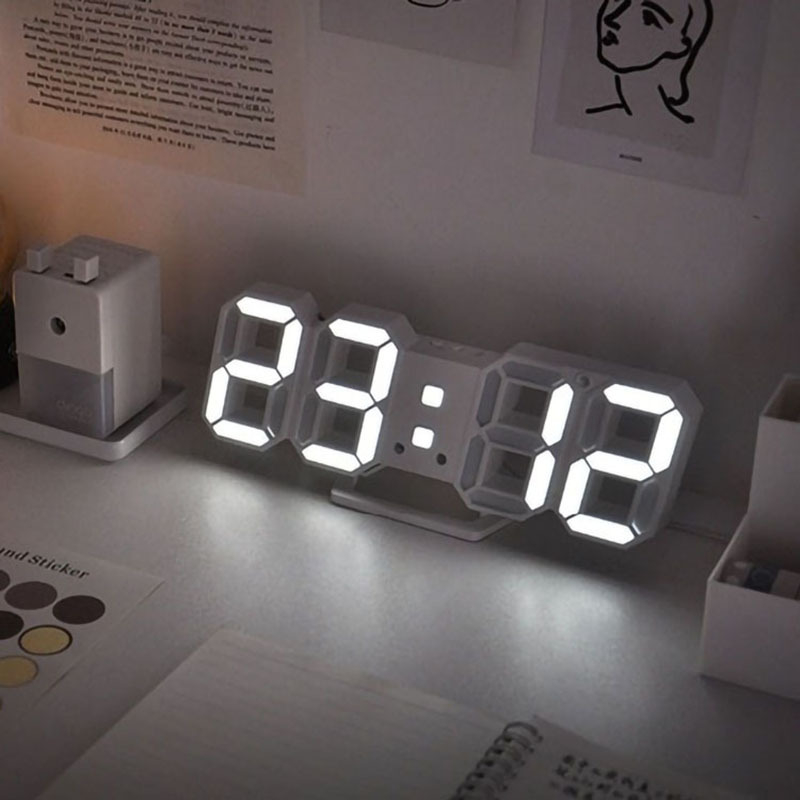 Relógio Digital 3D LED De Parede e Mesa Design Moderno Luz Noturna Decoração