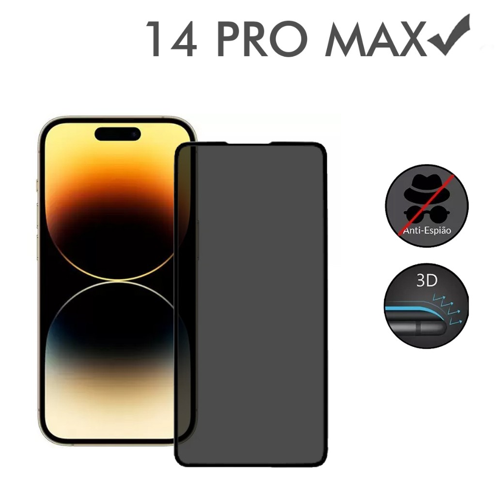 Película de vidro fosca 3D Privacidade Anti Spy Para iPhone 14 PRO MAX Full Cover