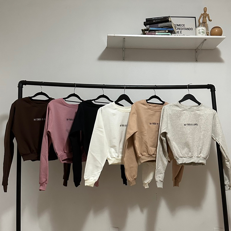 Cropped Moletom feminino Manga longa flanelado veludo por dentro blusa de moletom