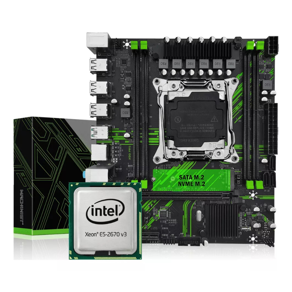 Kit Intel X99 Xeon E5 2670 V3 com Placa Mãe Machinist PR9 - Suporta até 128GB DDR4