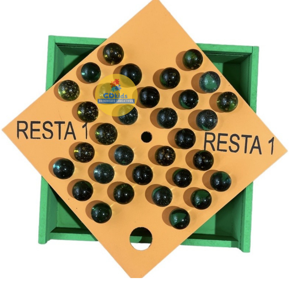 Jogo Resta 1 em Madeira com 30 Bolinhas de Gude Jogo Raciocínio Jogo  Desafio Brinquedo Educativo e Pedagógico - GDkids Brinquedos Educativos e  Pedagógicos