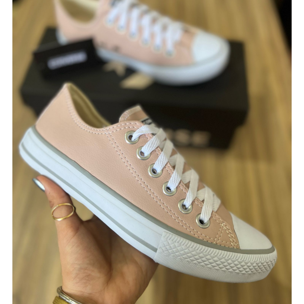 Tenis all star nude ROSE couro com listra cinza exclusivo edição limitada VULCANIZADO