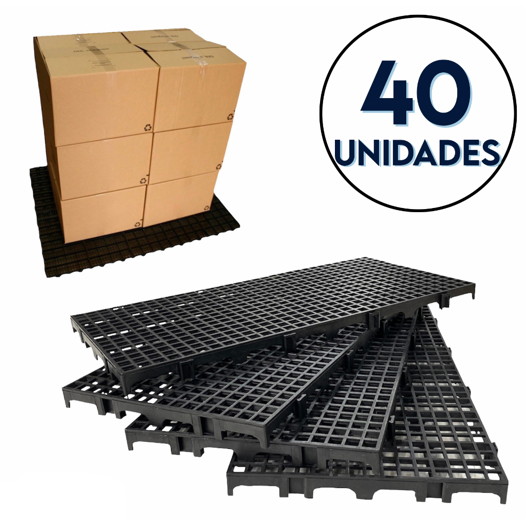 40pc Palete Estrado Plástico Preto 2,5x25x50 Cm De Qualidade