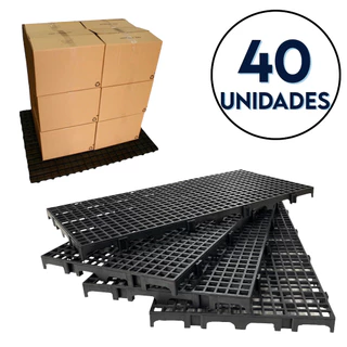 40pc Palete Estrado Plástico Preto 2,5x25x50 Cm De Qualidade