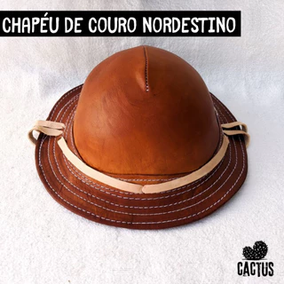 Chapéu de Couro nordestino Boné do sertão Copasol lampião Cangaceiro Couro Legítimo de Bode Festa junina são João Fantasia carnaval