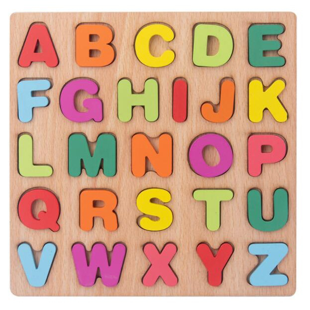 Alfabeto De Madeira Enigma Letras Abc Maple Montessori Quebrar Blocos ...