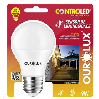 Lâmpada inteligente com sensor de luminosidade 9w 2700k (AMARELA) - Ourolux
