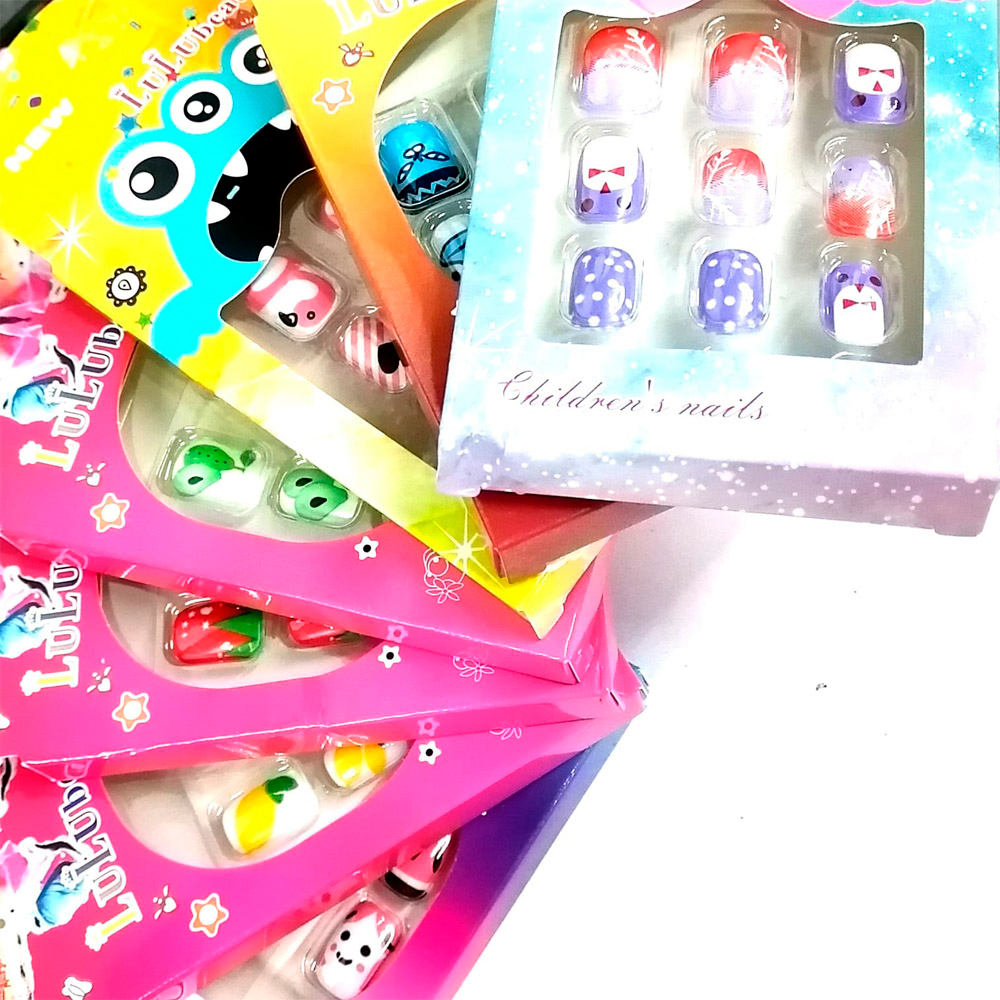 Kits 12/36/60 Unhas Postiça Infantil Kids Decoradas Adesivo Colante ...