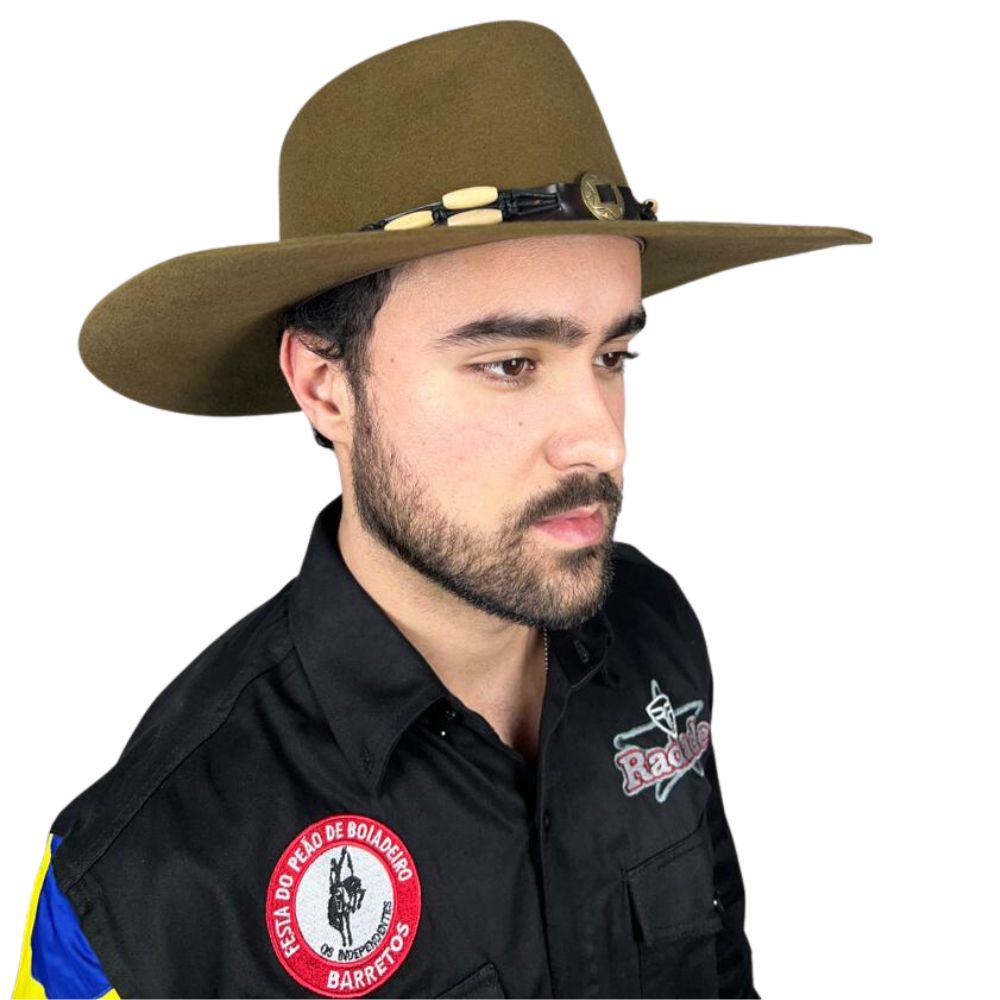 Chapéu Pralana 5X Marrom 100% Feltro Aba 10 Carneira Elástica Confortável Para Trabalho No Campo