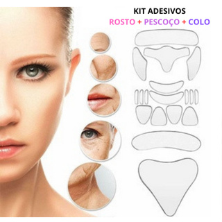 Kit Adesivos Anti Rugas para Rosto + Colo + Pescoço Decote Bela Pad Silicone Reutilizável