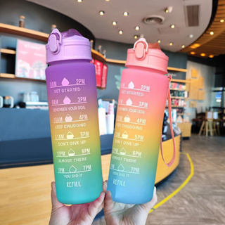 Garrafa de Água Squeeze 900ml Degradê Motivador com Adesivos 2D Academia Trabalho Antivazamento Fotos Reais