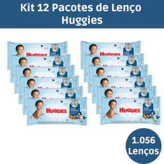 Kit com 12 pacotes de Lenço Toalhinhas Umedecidas Tripla Proteção Huggies 88 unidades cada