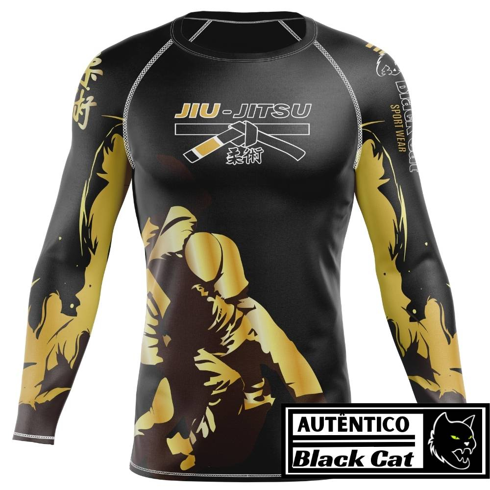 Rash Guard JiuJitsu Segunda Pele Treino Academia Preta Dourada Shopee Brasil