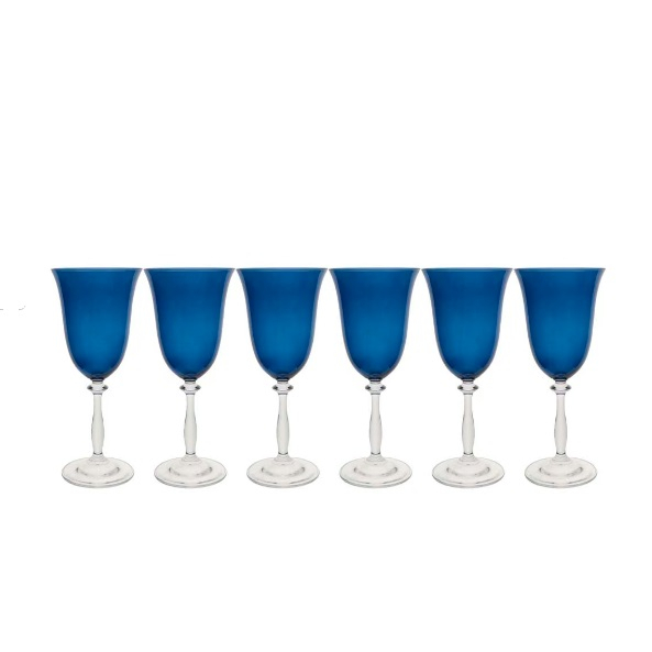 Conj. 6 Taças Água em Cristal Angela Cores 350ml - Bohemia