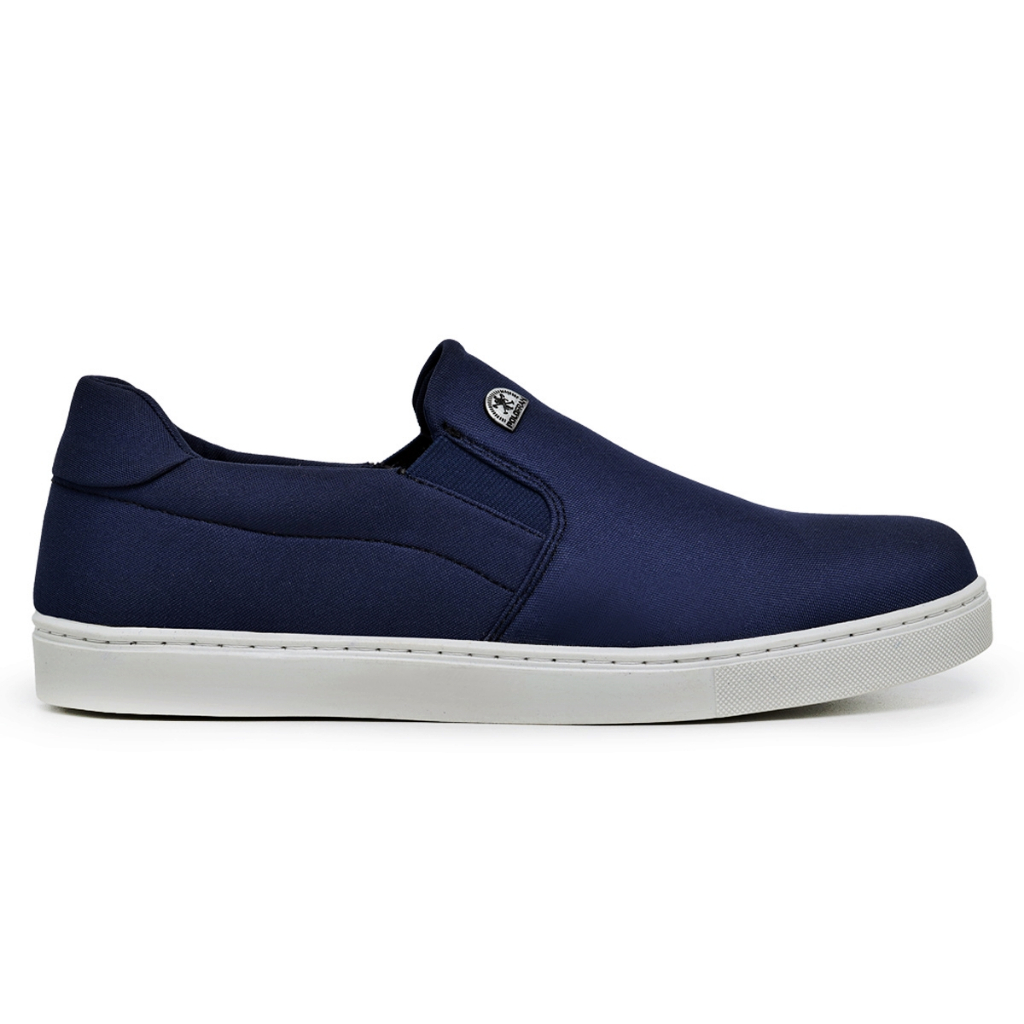 Tênis Polo Fran Sapatênis Mocassim Slip On Azul Masculino Casual Básico