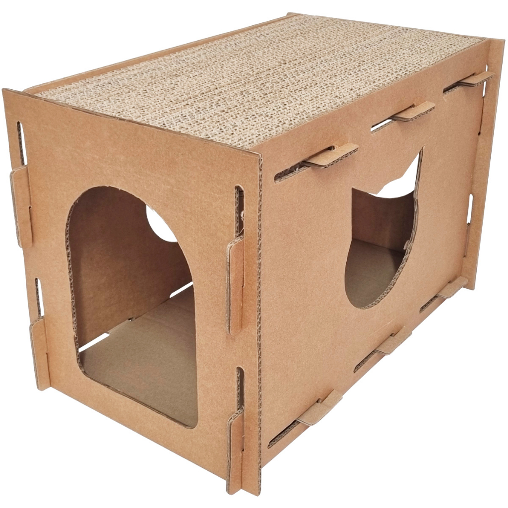 Arranhador Toca do Gato de Papelão Interativo Anti Estresse Evita Arranhar Sofá Cortina Cat Pack