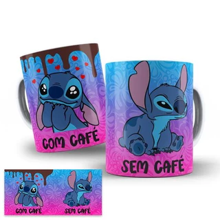 Caneca Stitch Com Café Sem Café (vários modelos, Dia dos namorados, Casal)
