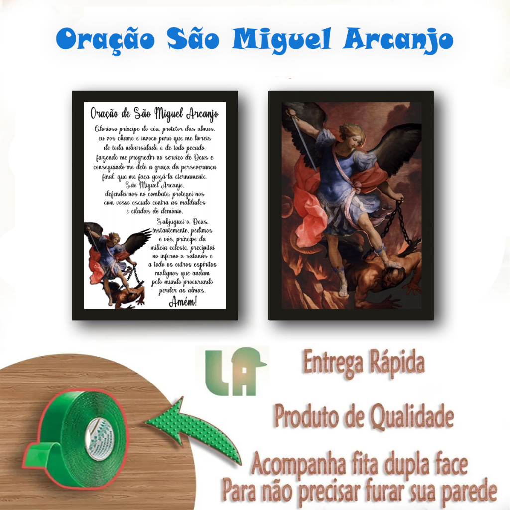 Quadro Oração São Miguel Arcanjo Decoração Católica