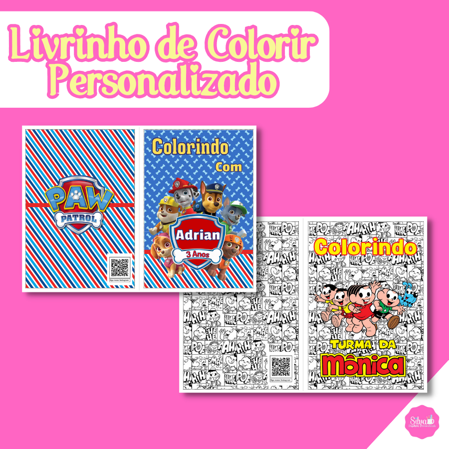 Kit Colorir Personalizado C/05 Unid - Escolha o Tamanho