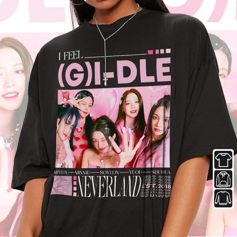 Camiseta T-shirt Unissex Algodão G-IDLE Kpop I Feel | Shopee Brasil
