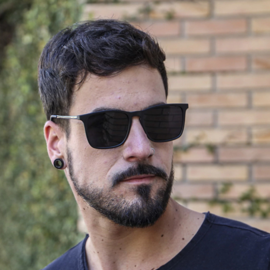 Oculos de sol Masculino Minimalista Retangular Retro Quadrado Acetato haste Metal alumínio uv400