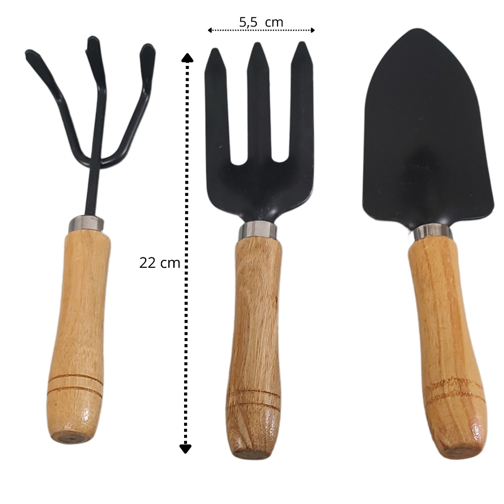 Conjunto com 3 Ferramentas De Mão Para Jardinagem Jardim