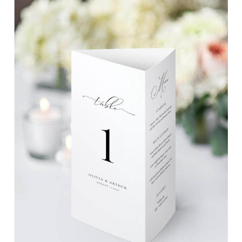 Menu triangular casamento número de mesa agradecimento 15 unidades ...