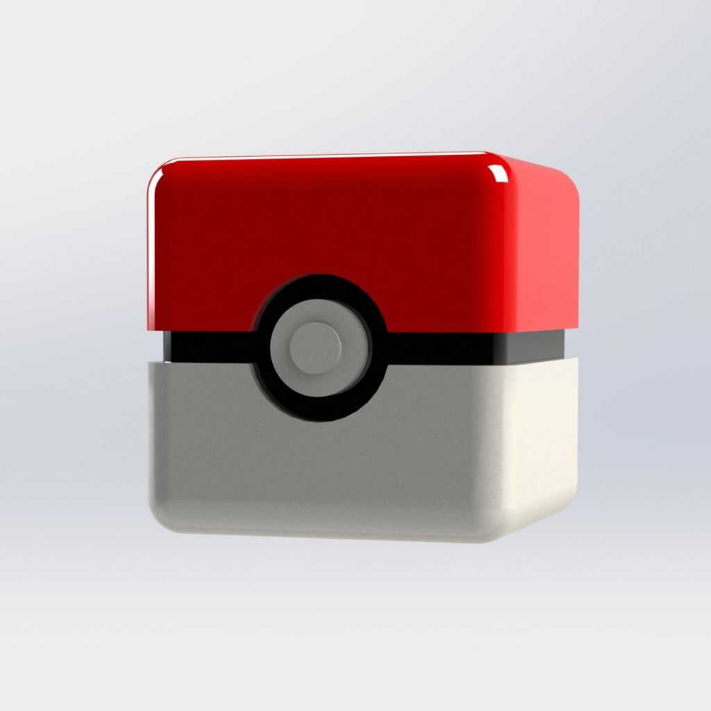 pokeball quadrada de 3, 5 cm. Com cores únicas ou mescladas