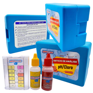 Medidor Kit Teste com Reagente de Ph e Cloro para análise de água piscina marca MENOS CLORO