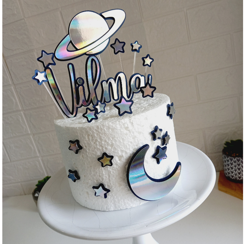 Decoração de bolo com coroa de ouro, estrela, carrossel, lua, cobertura de  bolo de feliz aniversário, redonda, decoração de festa, materiais, presente  adorável - AliExpress