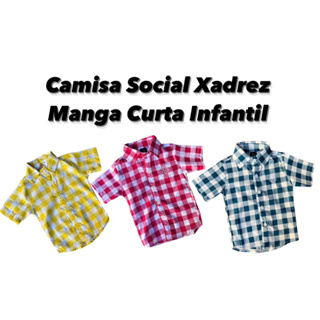 Camisa MC Infantil Dame Dos Xadrez Masculino REF6816 - Toca Da Coruja