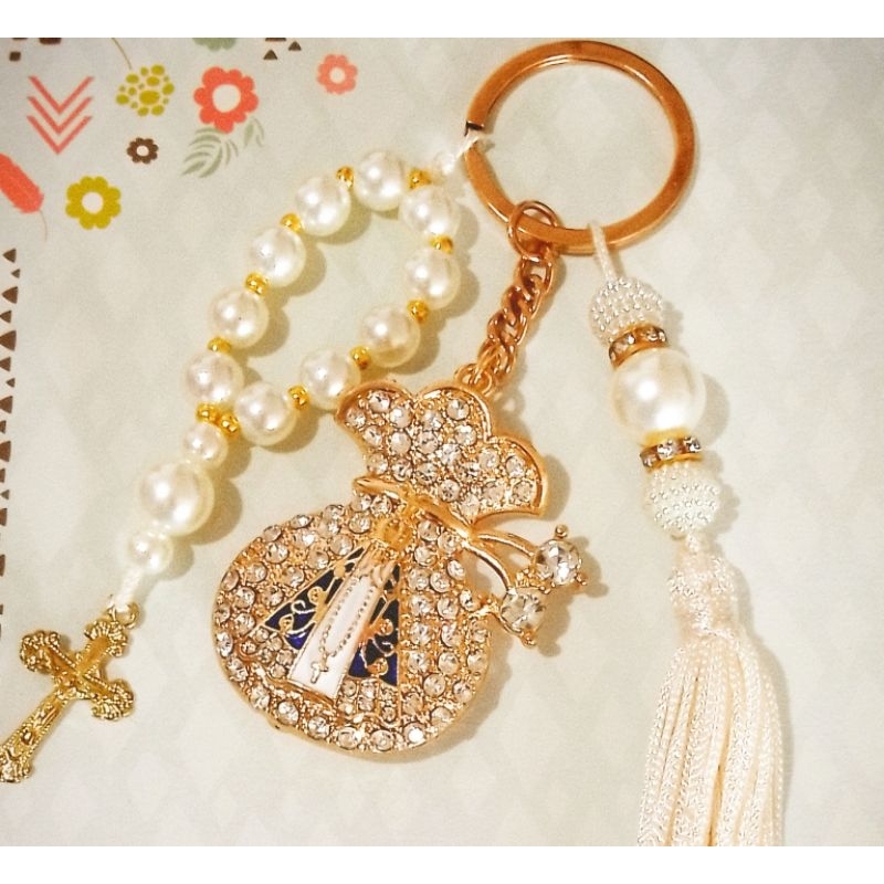 Chaveiro Nossa Senhora Aparecida com dezena do terço e ponteira